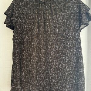 Adrianna Papell Black and Brown Dotted Blouse